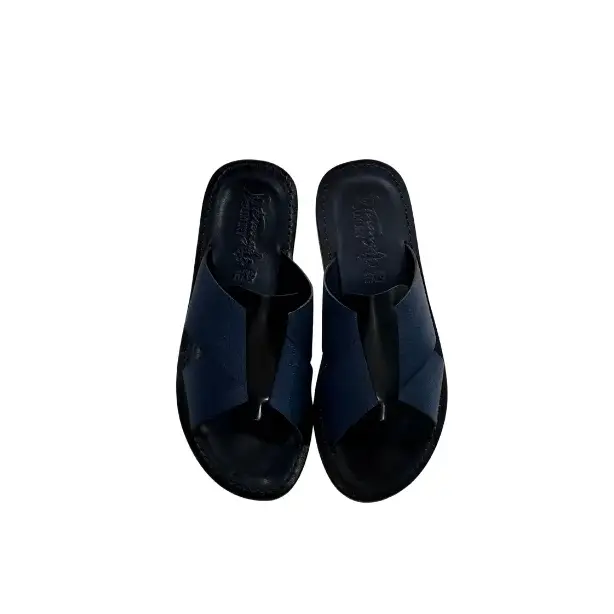 Navy Blue Leather Slide